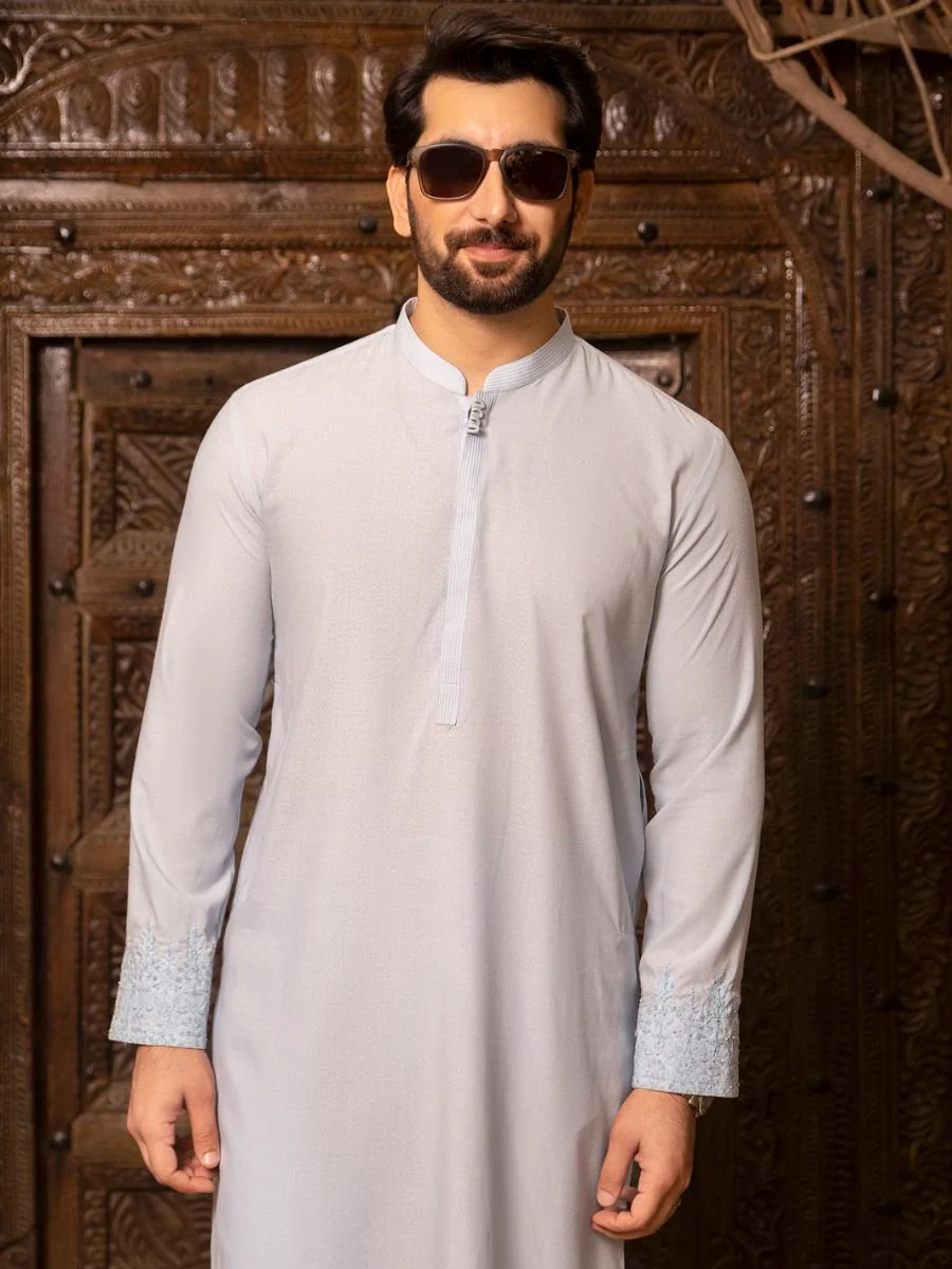 LIGHT BLUE VISCOSE KURTA TROUSERS | AL-KT-US-2691/AM-994B - Image 3