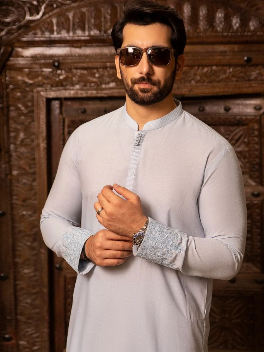 LIGHT BLUE VISCOSE KURTA TROUSERS | AL-KT-US-2691/AM-994B - Image 5