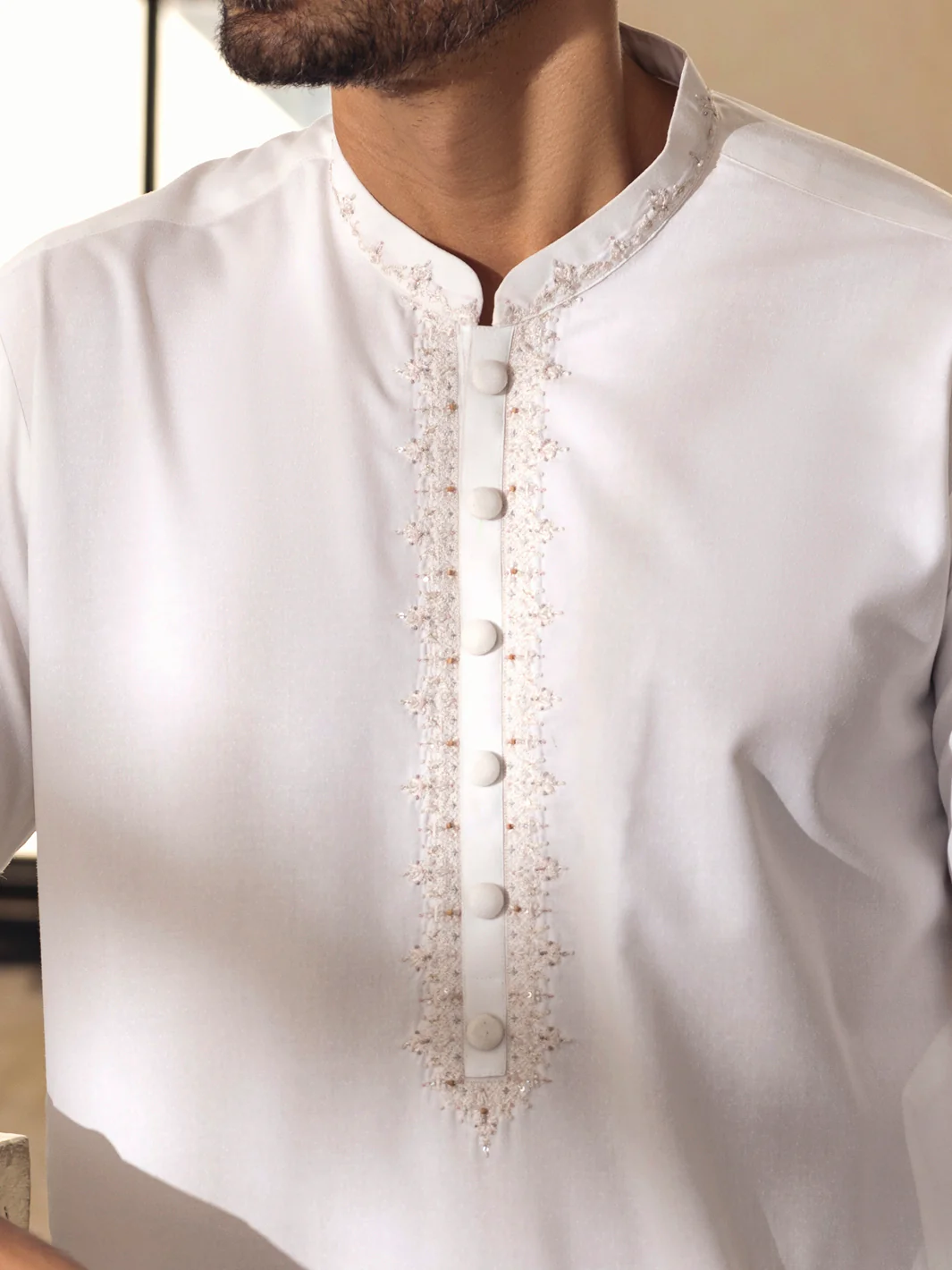 OFF WHITE BLENDED KURTA TROUSERS | AL-KT-US-2698/AM-5042B - Image 2