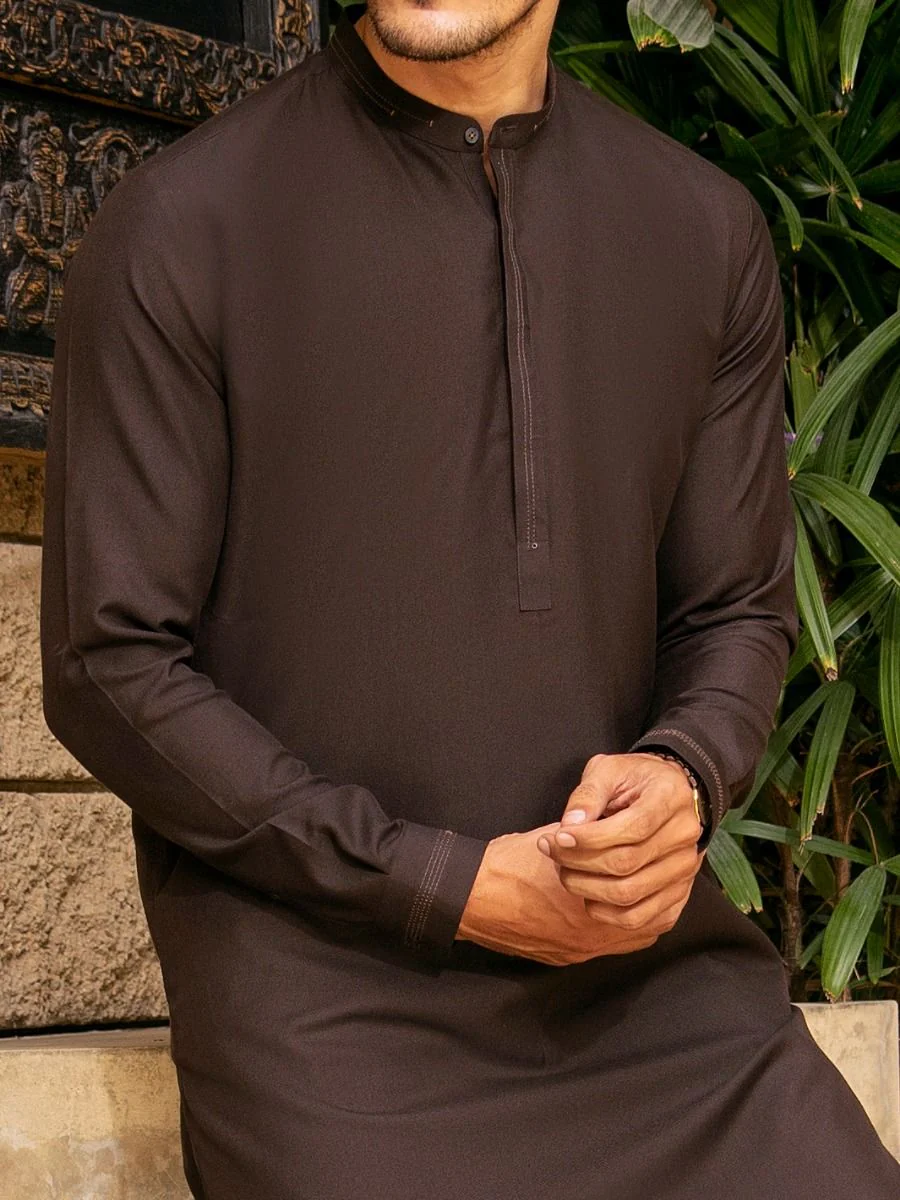 DULL BROWN VISCOSE KURTA TROUSERS | AL-KT-US-2706/AM-5030B - Image 2