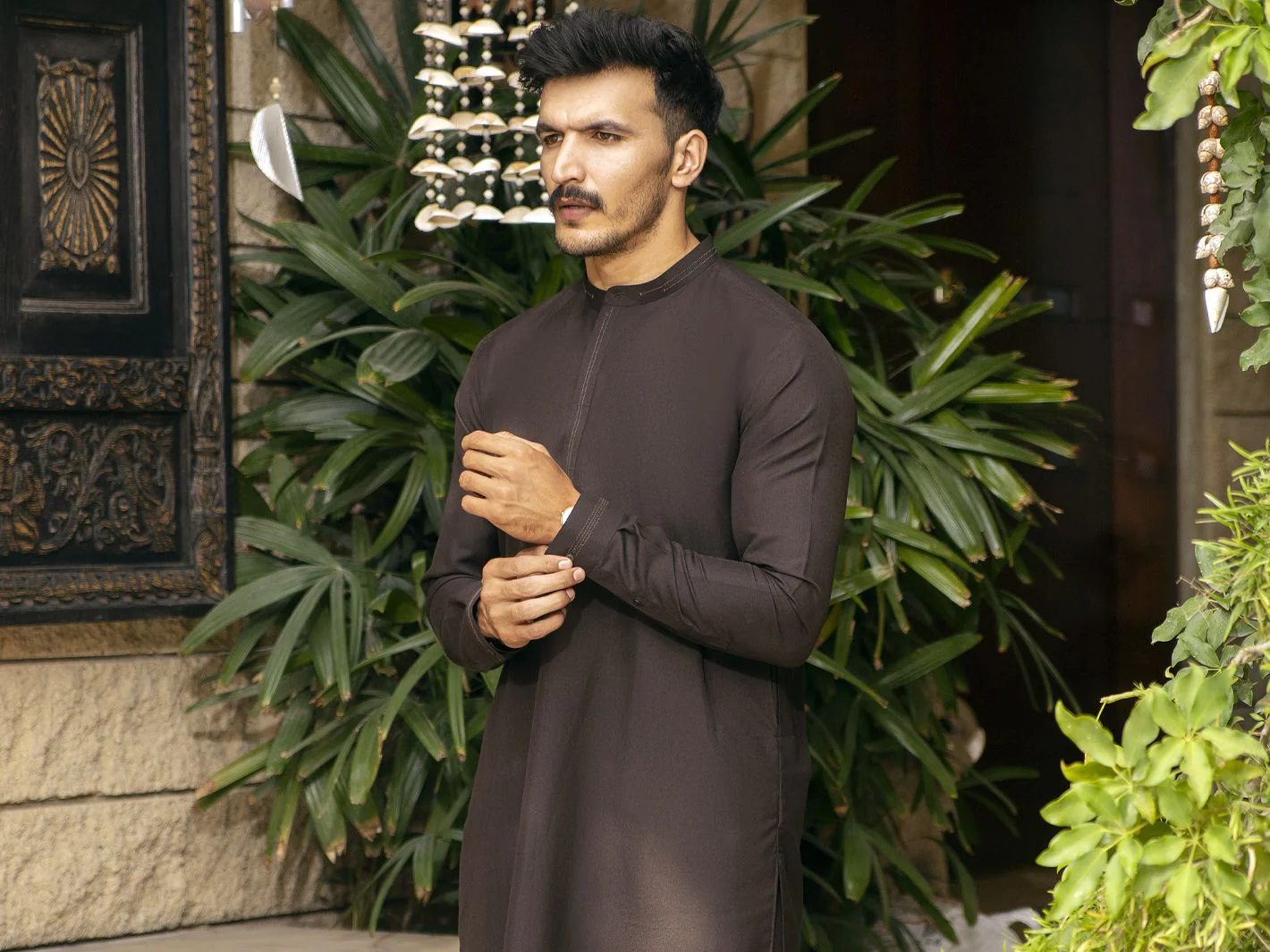 DULL BROWN VISCOSE KURTA TROUSERS | AL-KT-US-2706/AM-5030B - Image 3