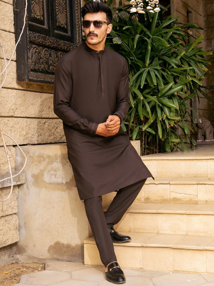 DULL BROWN VISCOSE KURTA TROUSERS | AL-KT-US-2706/AM-5030B - Image 4