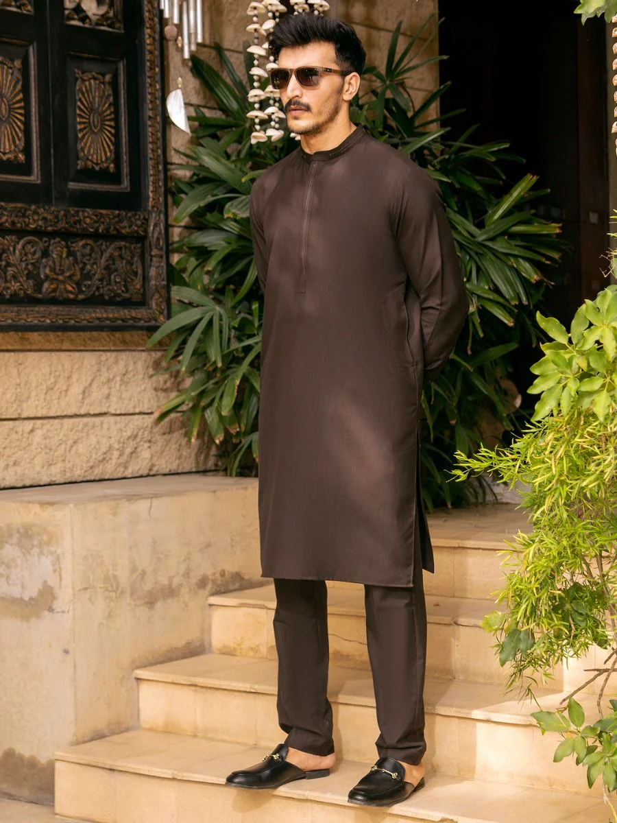 DULL BROWN VISCOSE KURTA TROUSERS | AL-KT-US-2706/AM-5030B - Image 5