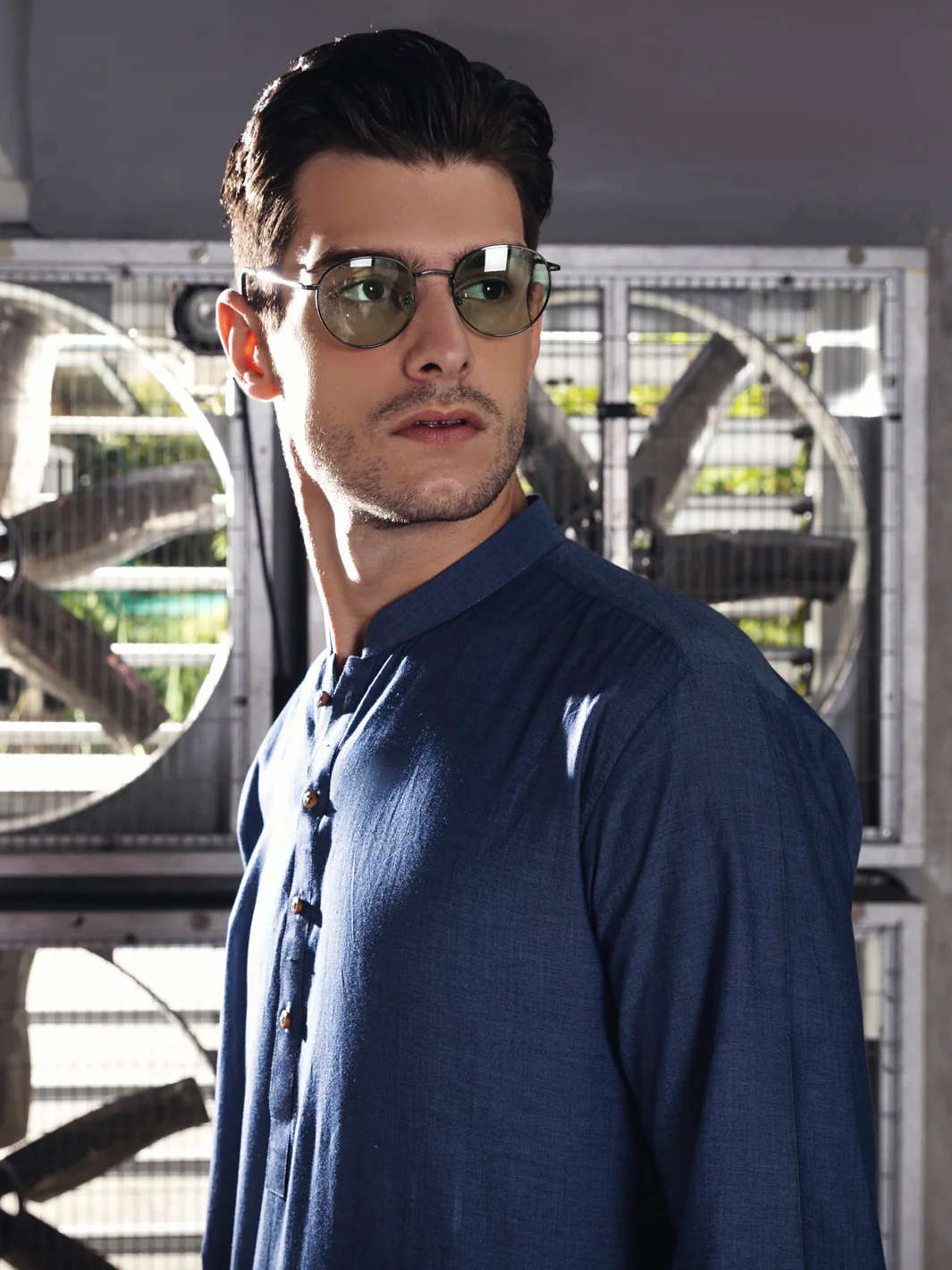 BLUE COTTON KURTA TROUSERS | AL-KT-US-2707/AM-1950B - Image 5