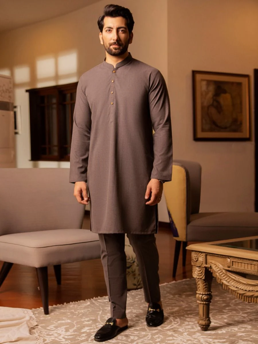 GREY VISCOSE KURTA TROUSERS | AL-KT-US-2709/AM-5031B - Image 3