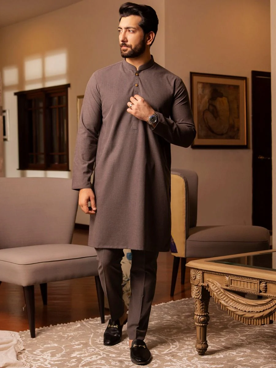 GREY VISCOSE KURTA TROUSERS | AL-KT-US-2709/AM-5031B - Image 5
