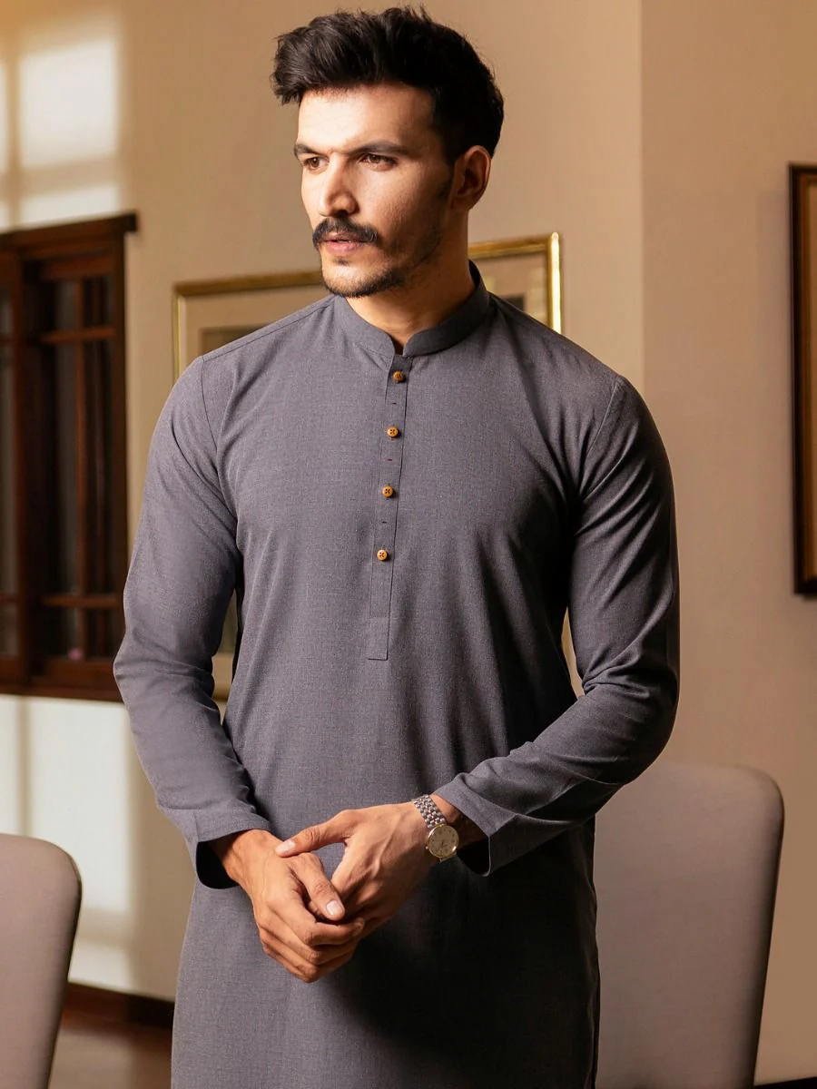 GREY VISCOSE KURTA TROUSERS | AL-KT-US-2710/AM-5031C - Image 2