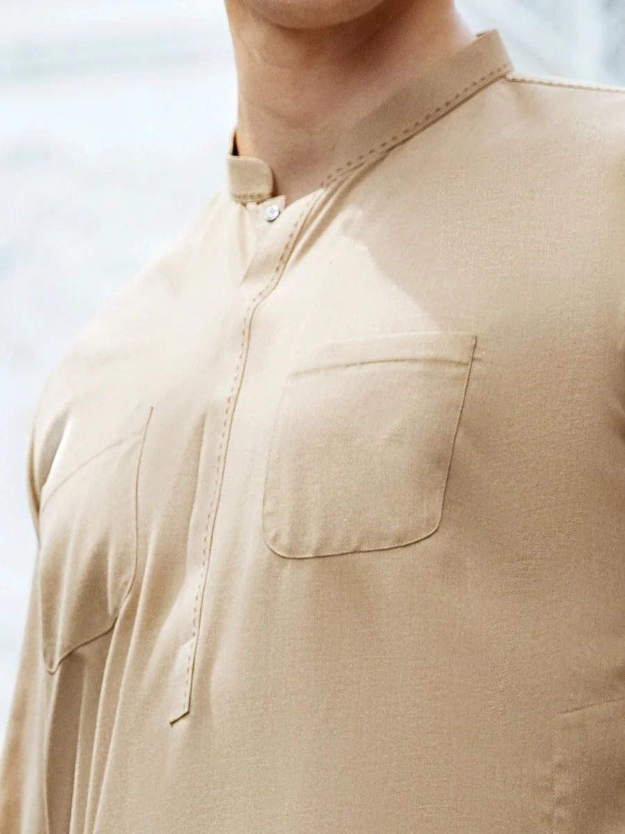 BEIGE BLENDED KURTA TROUSERS | AL-KT-US-2720/AM-5031A - Image 2