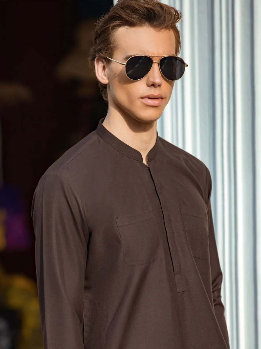 BROWN BLENDED KURTA TROUSERS | AL-KT-US-2721/AM-5032C - Image 2