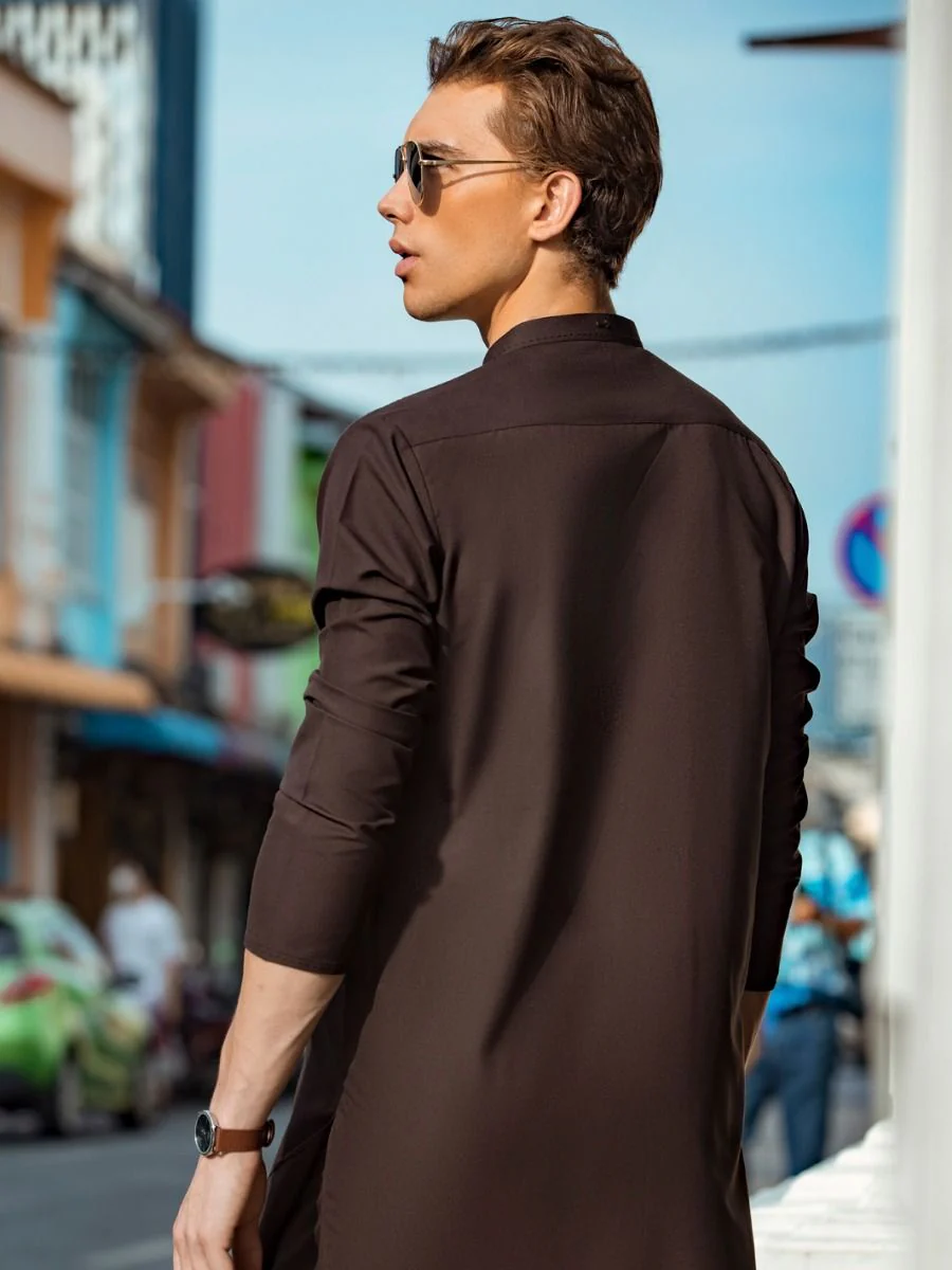 BROWN BLENDED KURTA TROUSERS | AL-KT-US-2721/AM-5032C - Image 3