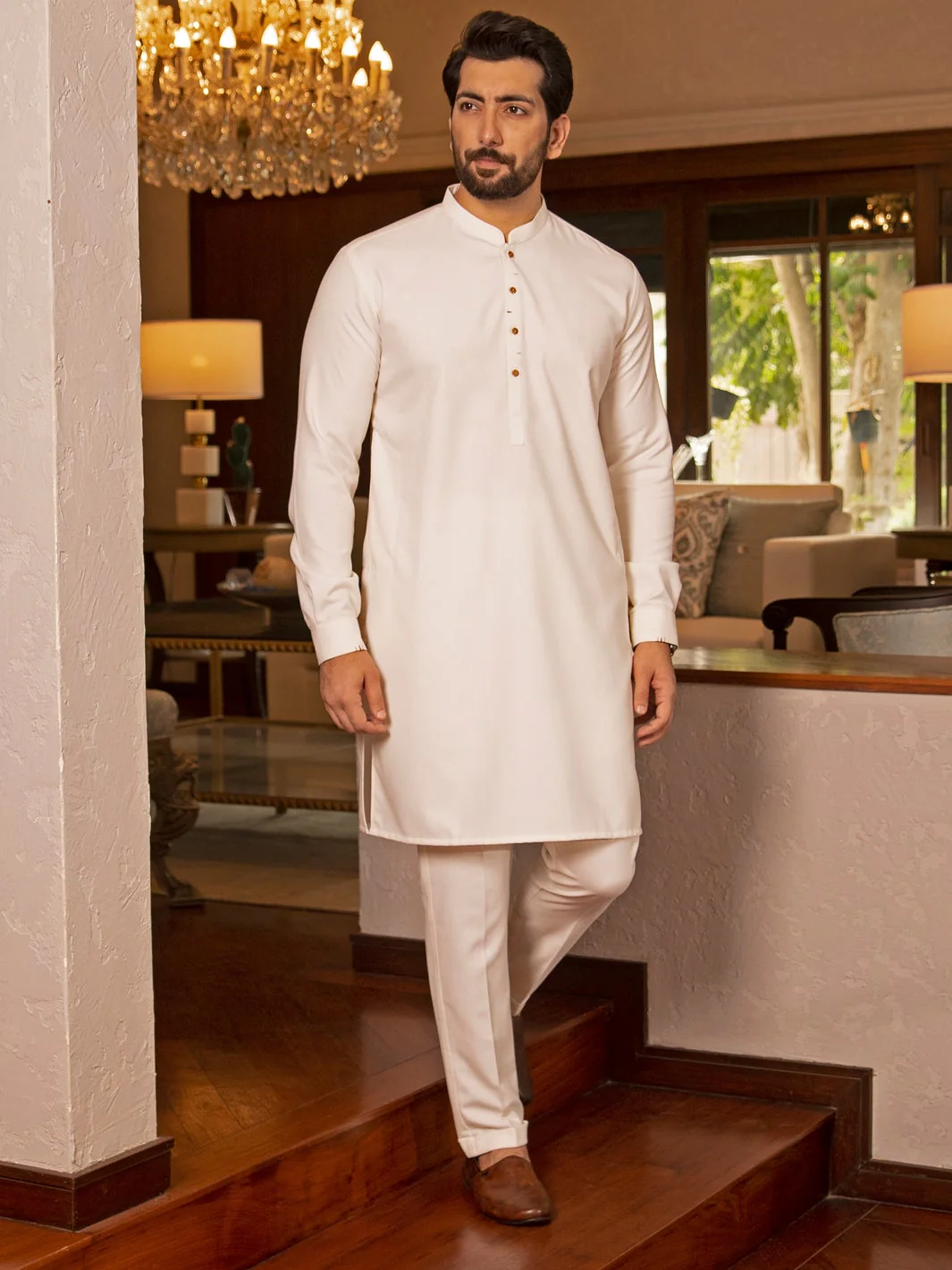 WHITE BLENDED KURTA TROUSERS | AL-KT-US-2722/AM-5034A - Image 2