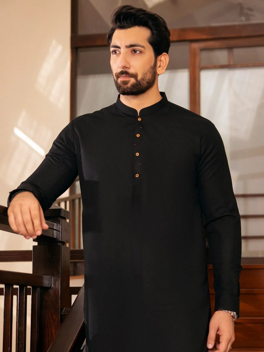 BLACK VISCOSE KURTA TROUSERS | AL-KT-US-2723/AM-5079A - Image 2