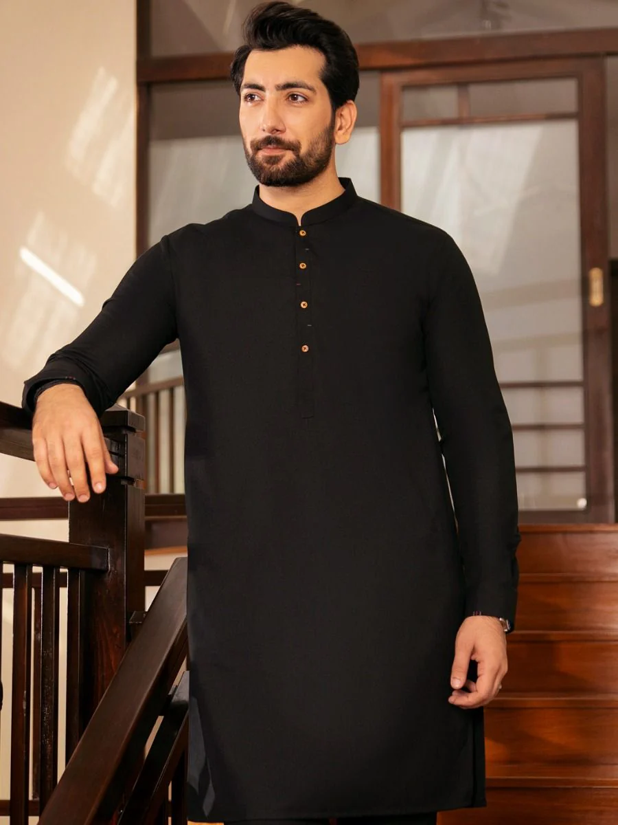 BLACK VISCOSE KURTA TROUSERS | AL-KT-US-2723/AM-5079A - Image 3