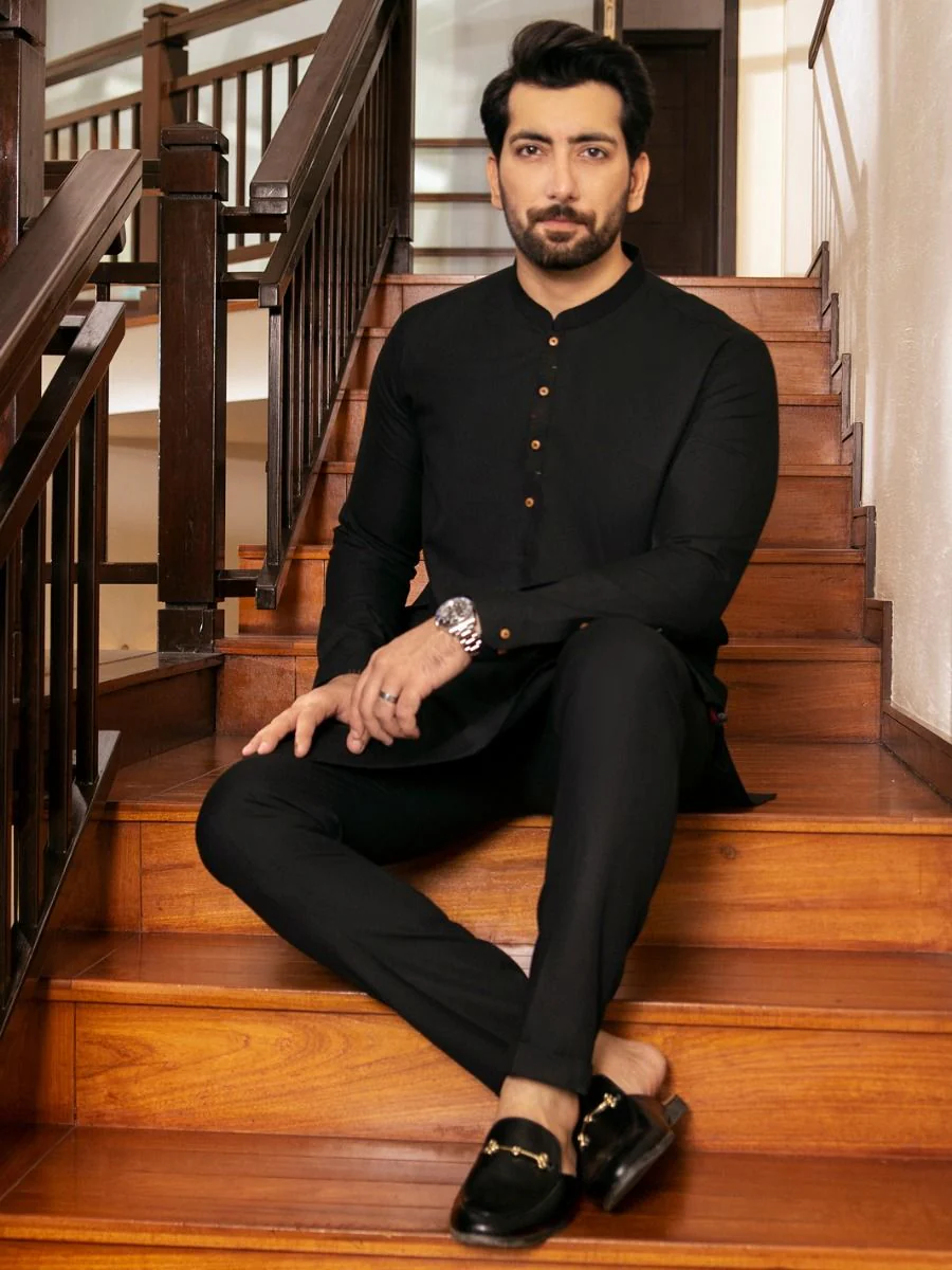 BLACK VISCOSE KURTA TROUSERS | AL-KT-US-2723/AM-5079A - Image 4