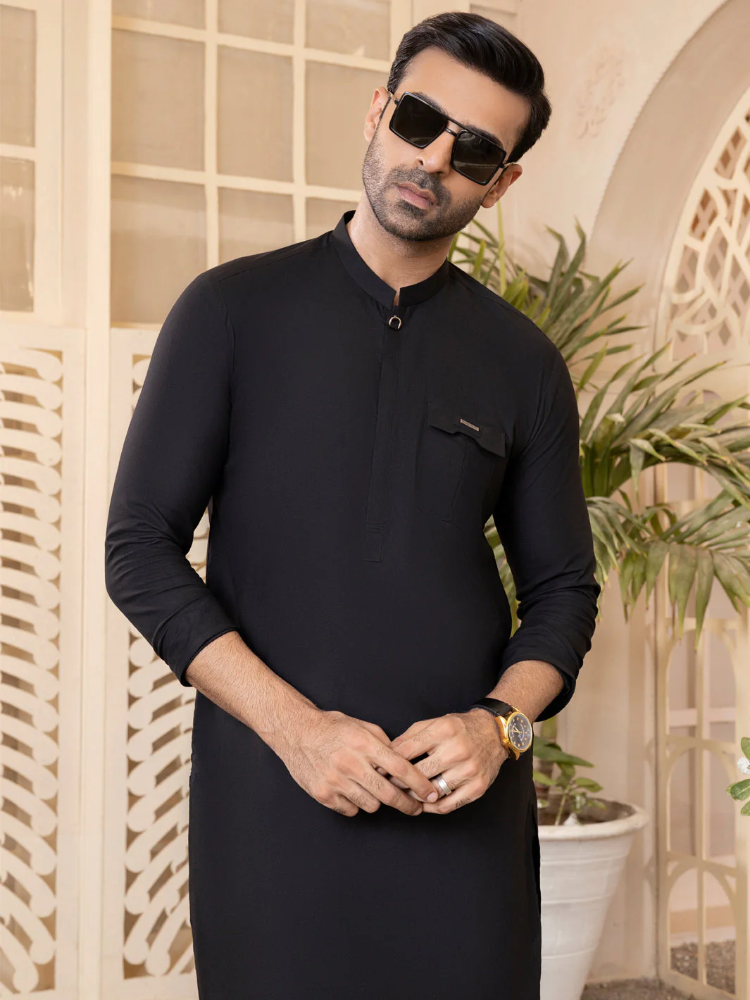 BLACK VISCOSE KURTA TROUSERS | AL-KT-US-2763/AM-907C - Image 3