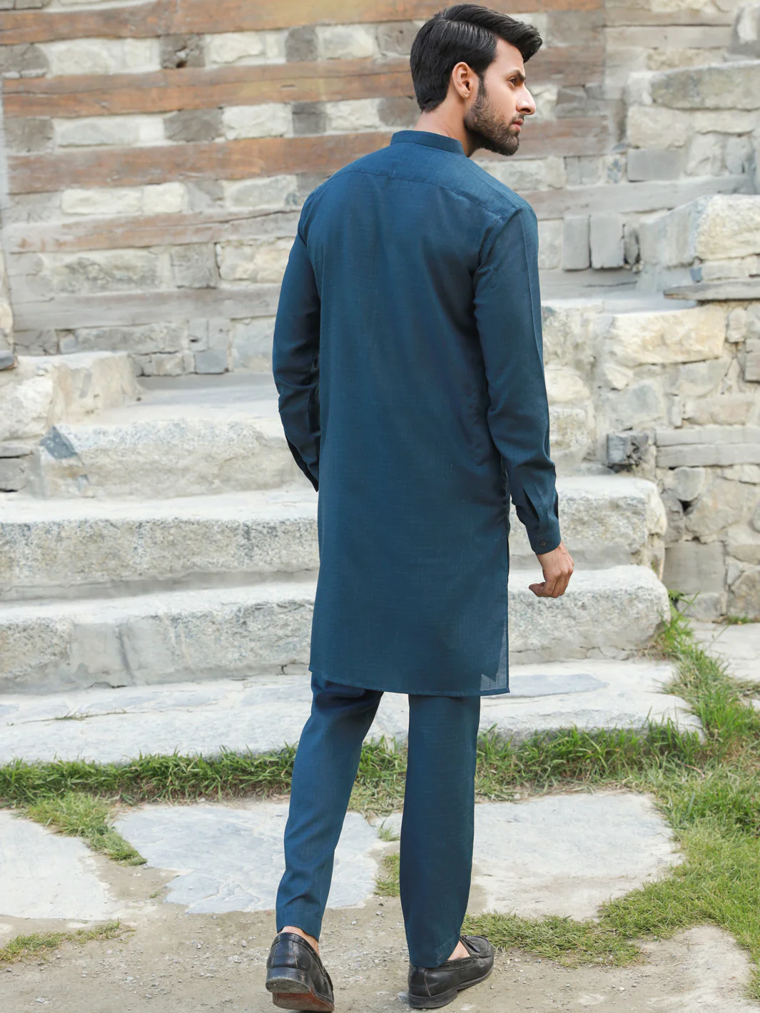 TEAL BLUE VISCOSE KURTA TROUSERS | AL-KT-US-2786/AM-5051C - Image 3
