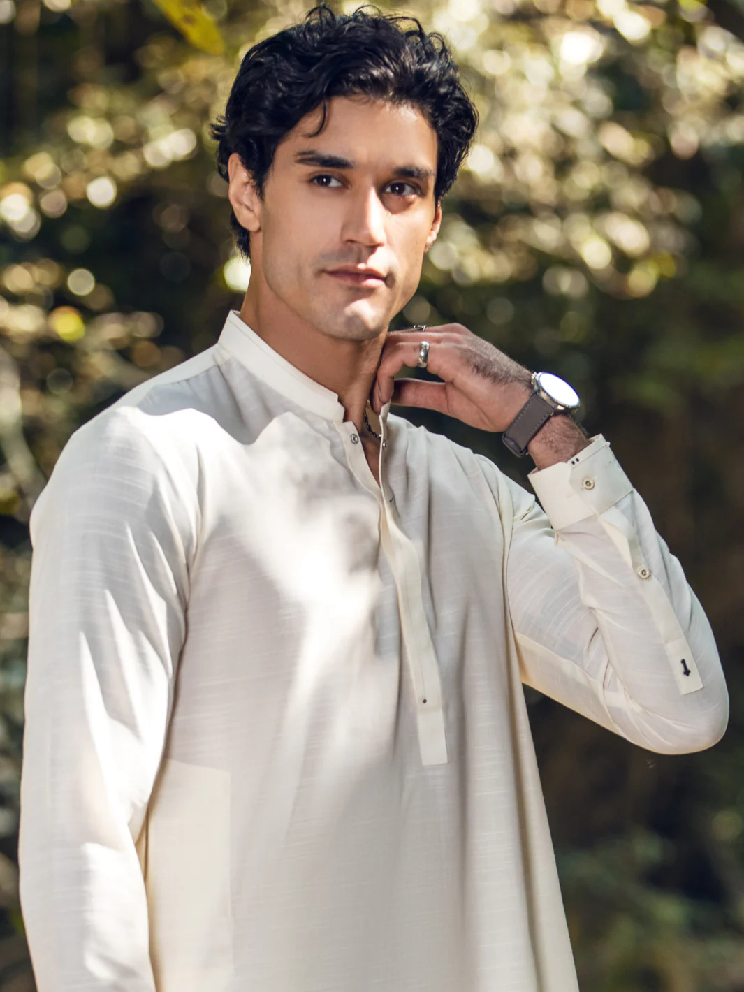 CREAM VISCOSE KURTA TROUSERS | AL-KT-US-2852/AM-6058B - Image 2