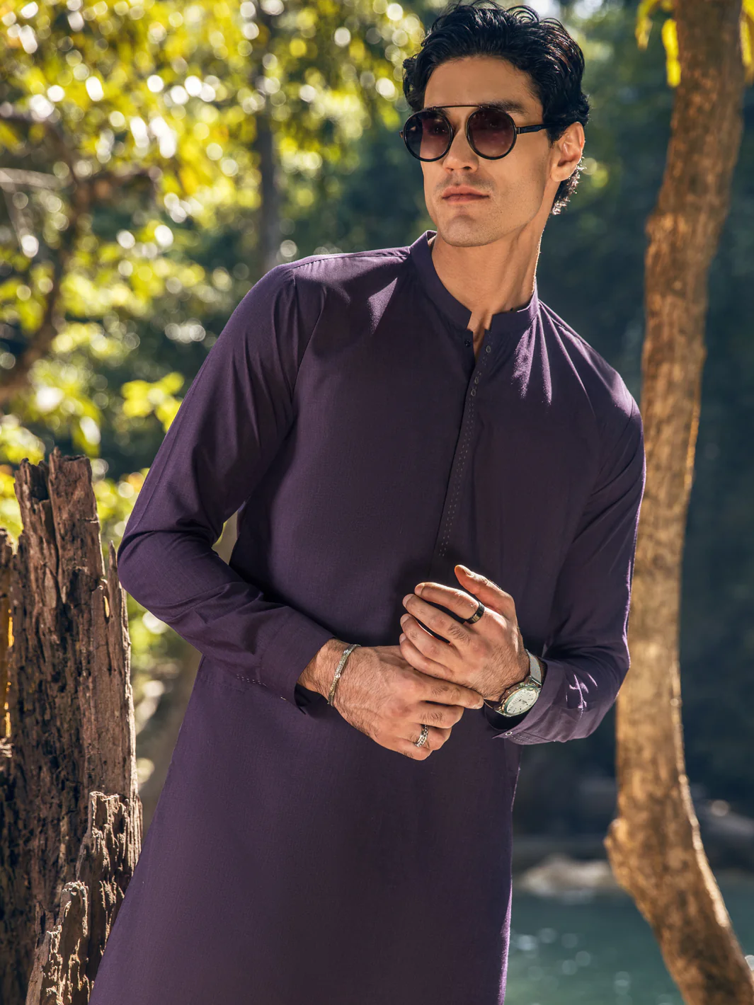 PURPLE VISCOSE KURTA TROUSERS | AL-KT-US-2884/AM-6093D - Image 3