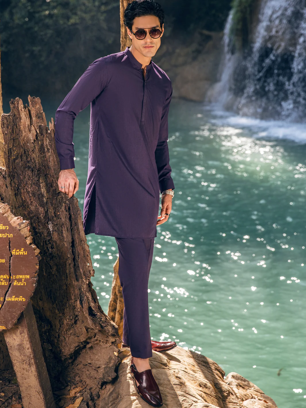 PURPLE VISCOSE KURTA TROUSERS | AL-KT-US-2884/AM-6093D - Image 4