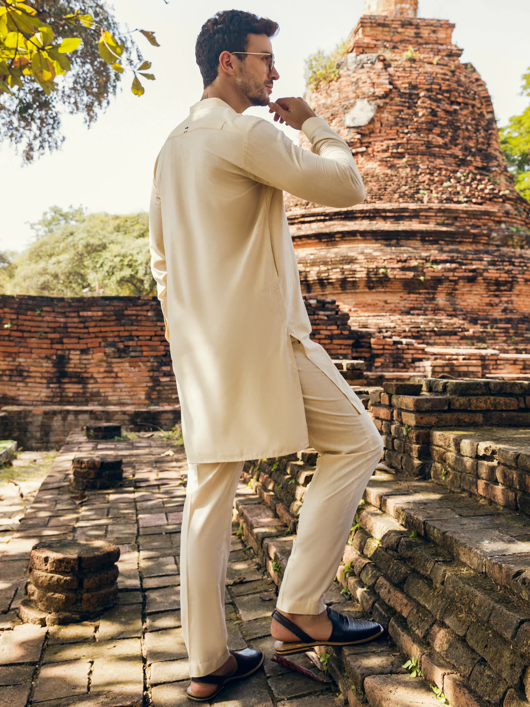 CREAM VISCOSE KURTA TROUSERS | AL-KT-US-2904/AM-6122B - Image 3