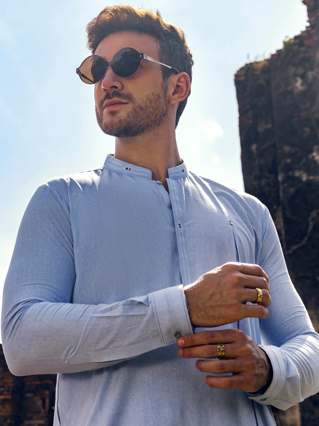 LIGHT BLUE VISCOSE KURTA TROUSERS | AL-KT-US-2908/AM-6122D - Image 2