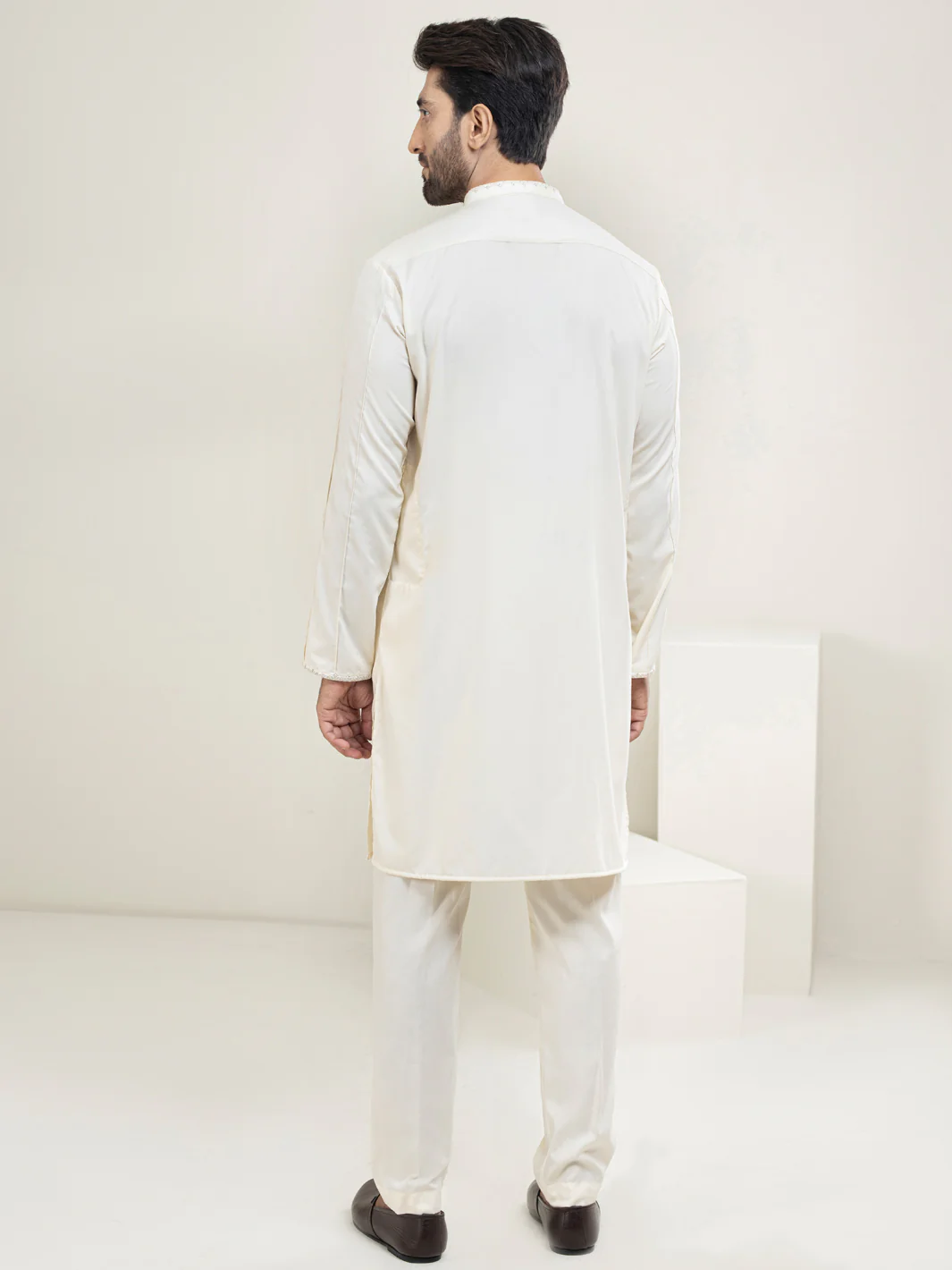 CREAM VISCOSE KURTA TROUSERS | AL-KT-US-2919/AM-6107D - Image 3