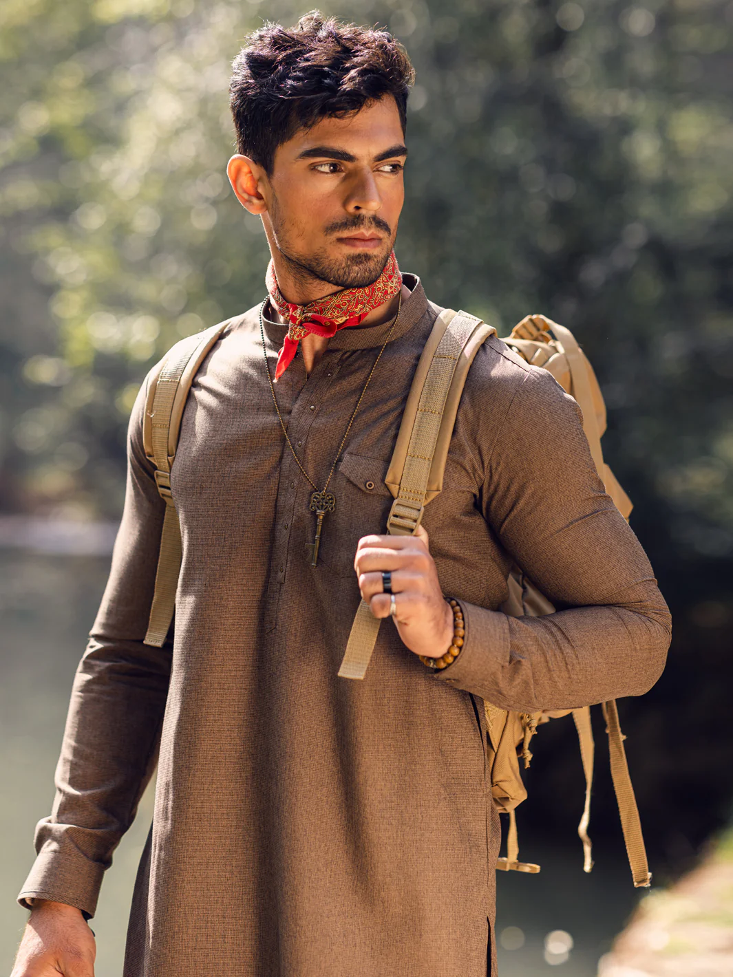 BROWN VISCOSE KURTA TROUSERS | AL-KT-US-2936/AM-6147A - Image 2