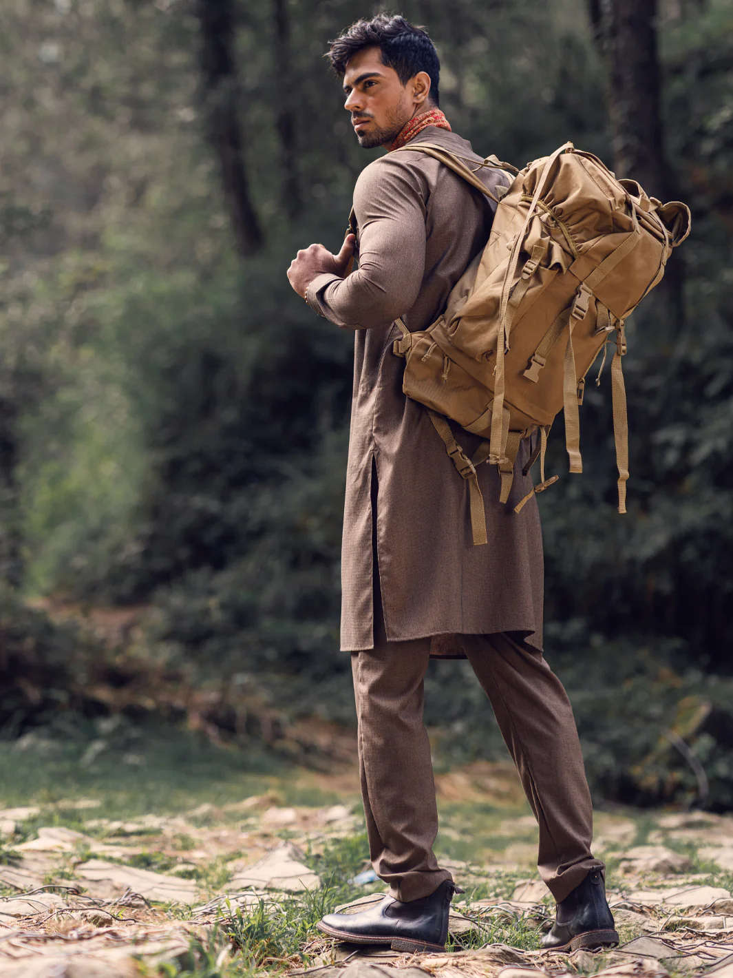BROWN VISCOSE KURTA TROUSERS | AL-KT-US-2936/AM-6147A - Image 3