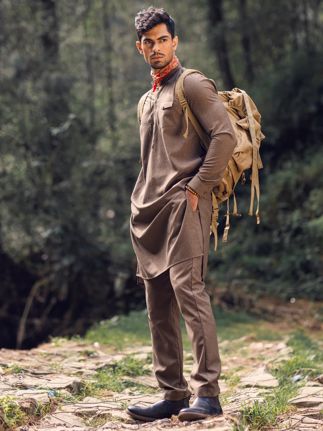 BROWN VISCOSE KURTA TROUSERS | AL-KT-US-2936/AM-6147A - Image 4