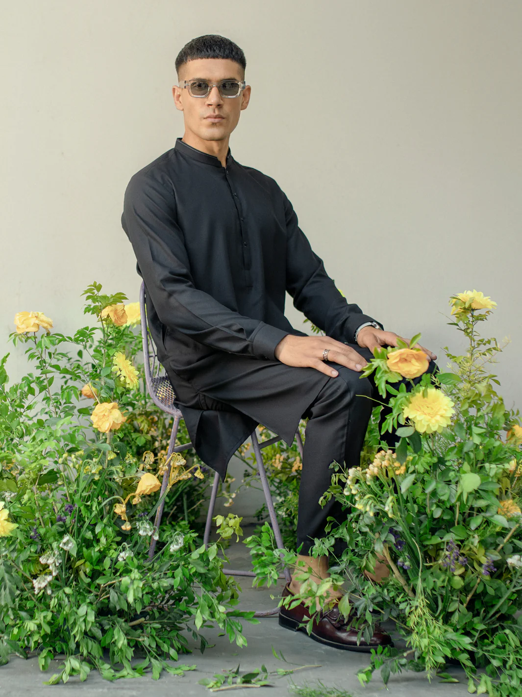 BLACK BLENDED KURTA TROUSERS | AL-KT-US-2944/AM-5087D - Image 2