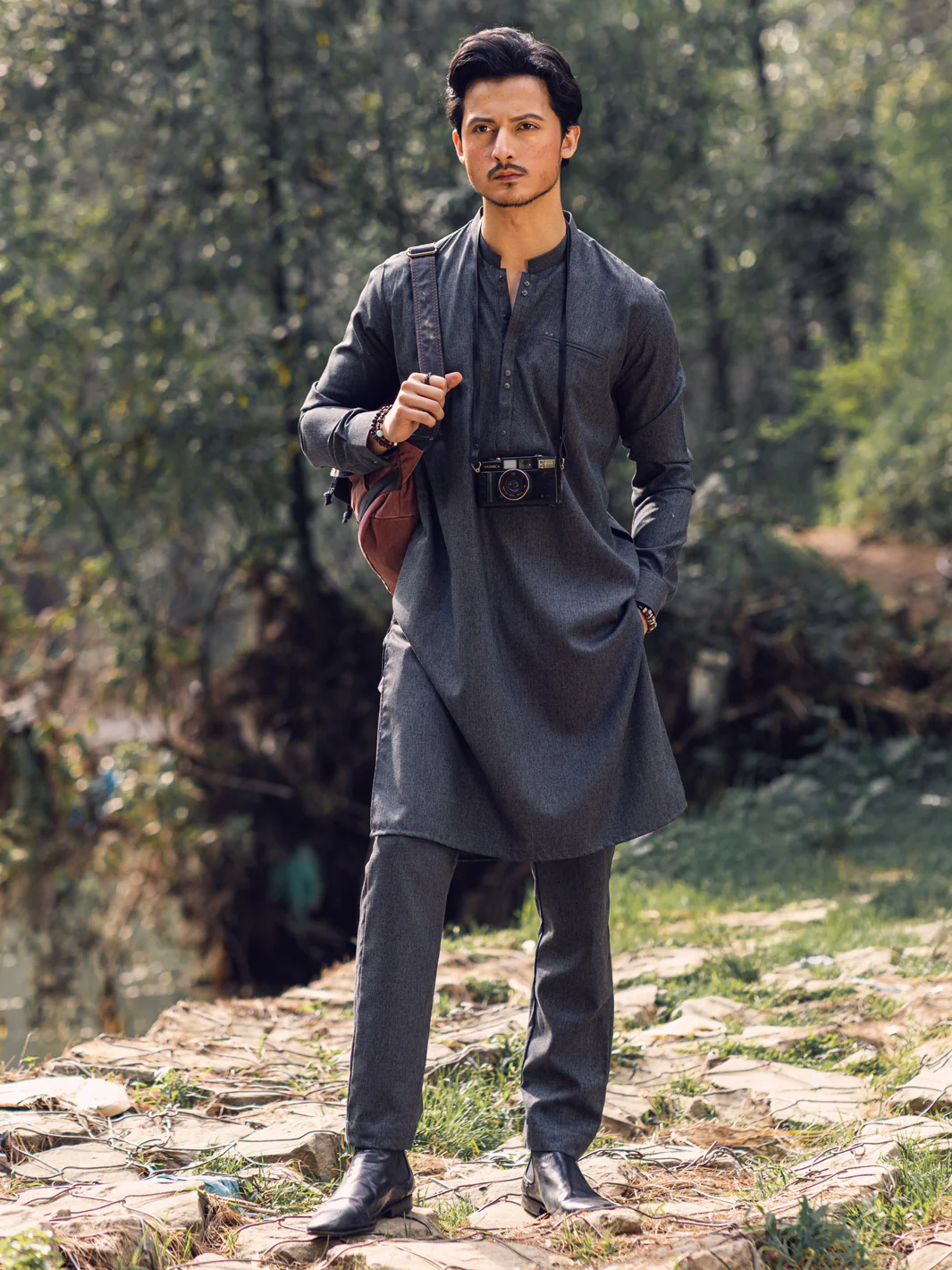 GREY BLENDED KURTA TROUSERS | AL-KT-US-2961/AM-6147B - Image 5
