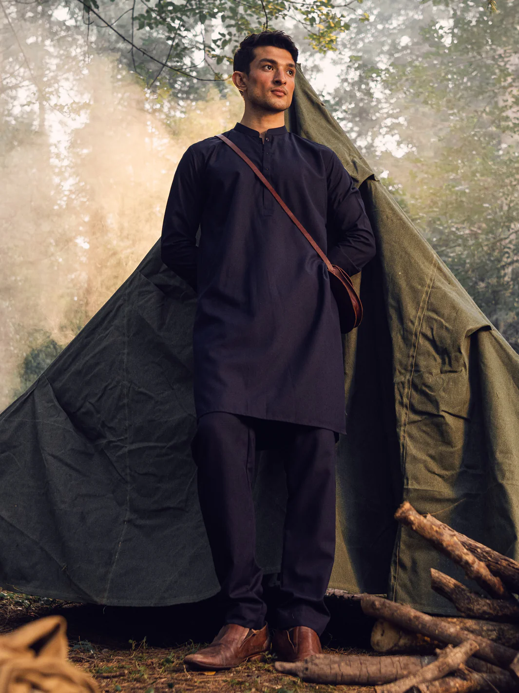 DARK BLUE BLENDED KURTA TROUSERS | AL-KT-US-2962/AM-6147C - Image 2