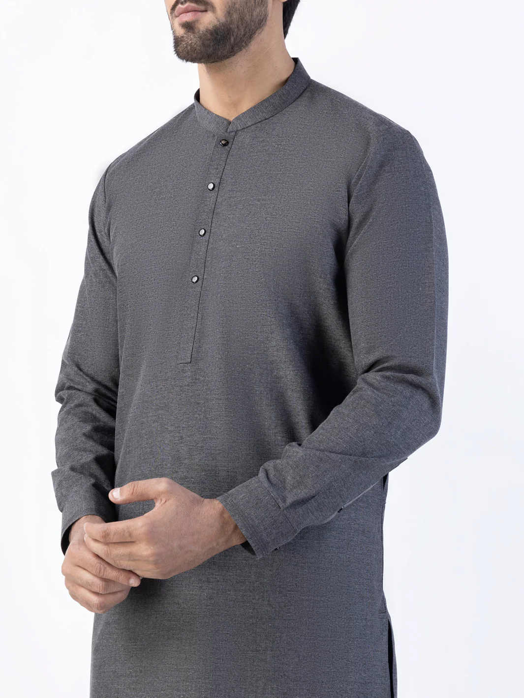 CHARCOAL GREY BLENDED KURTA TROUSERS | AL-KT-US-3024D/AM-6169D - Image 2
