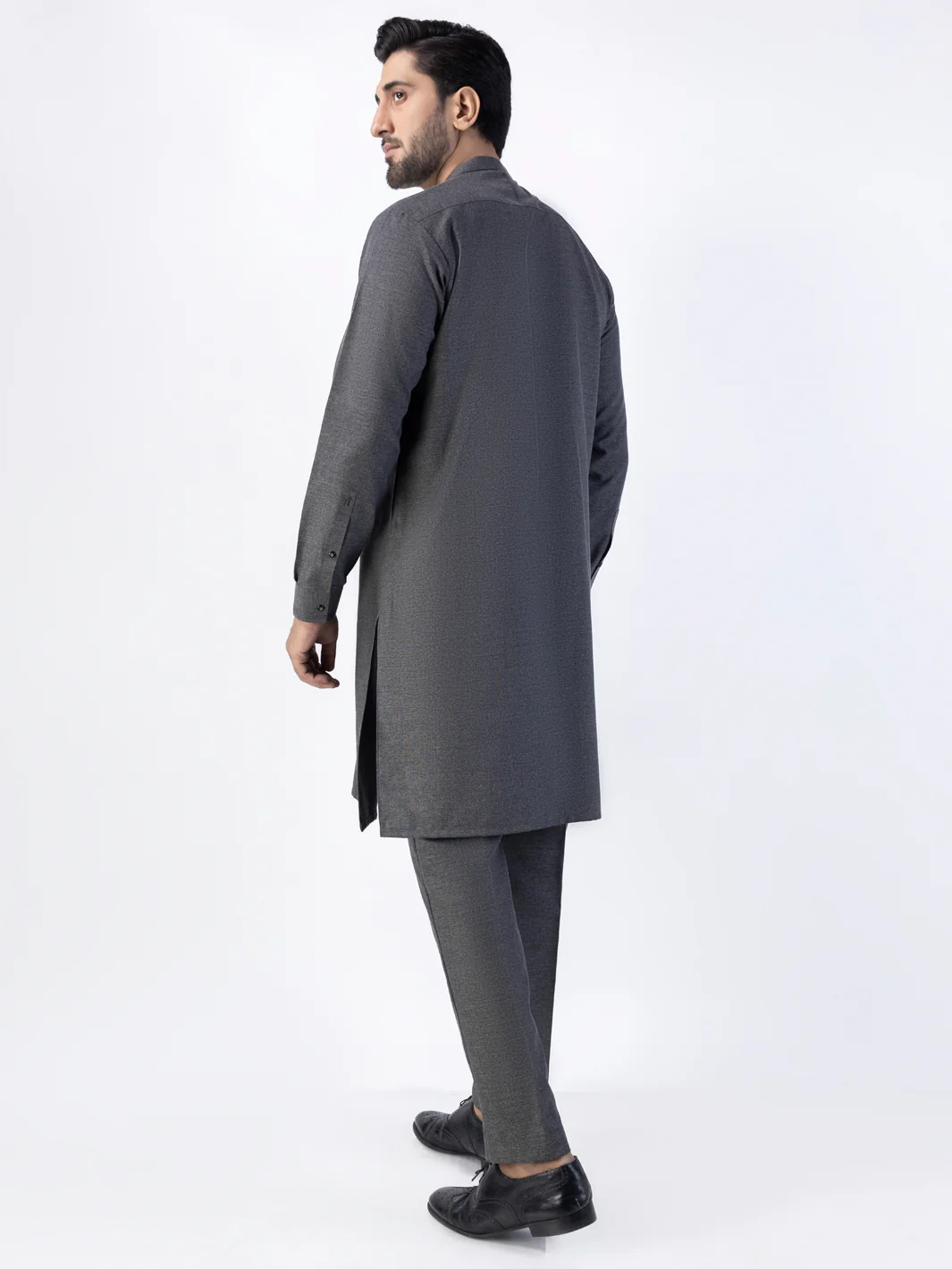 CHARCOAL GREY BLENDED KURTA TROUSERS | AL-KT-US-3024D/AM-6169D - Image 3