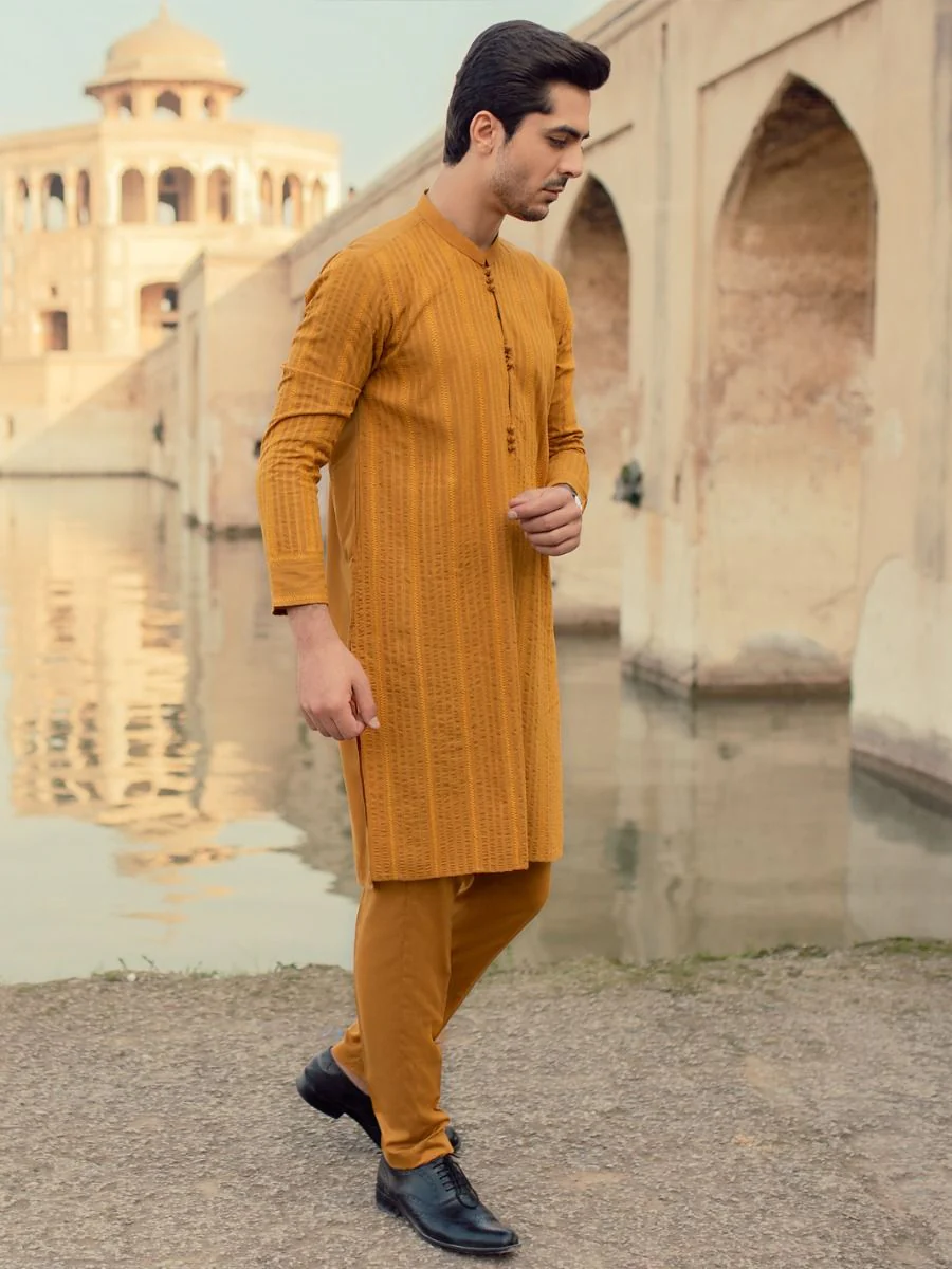 YELLOW KURTA TROUSERS | AL-KT-US-923 V-3 2021 - Image 2
