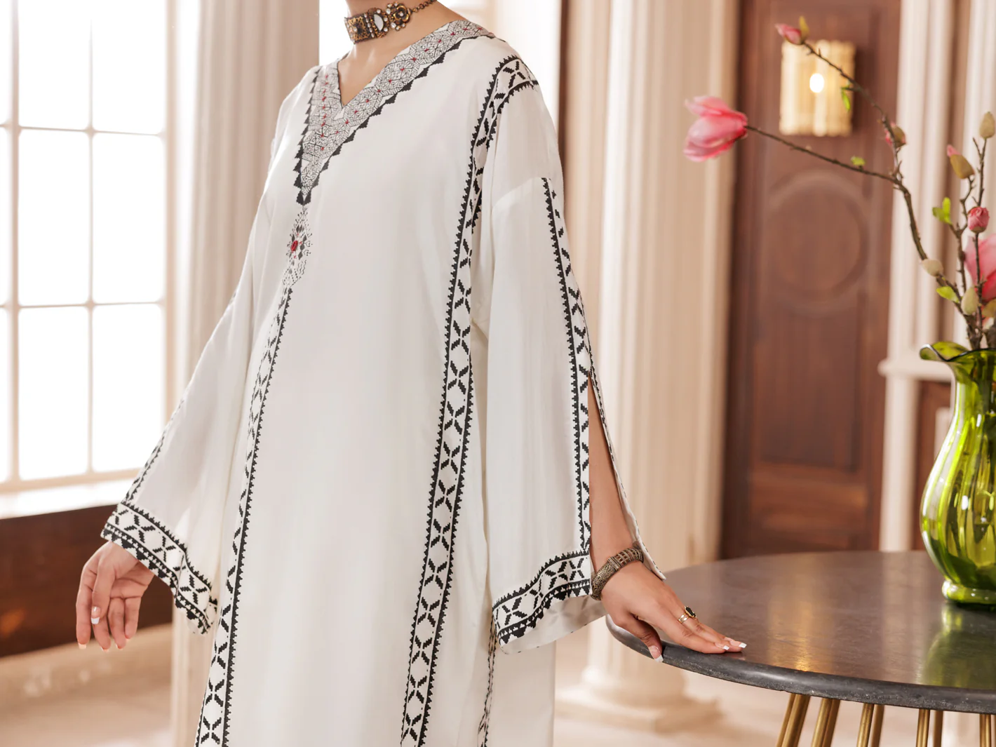 WHITE MAPLE SILK KURTI | AL-LK-1003/FB-1003A - Image 4