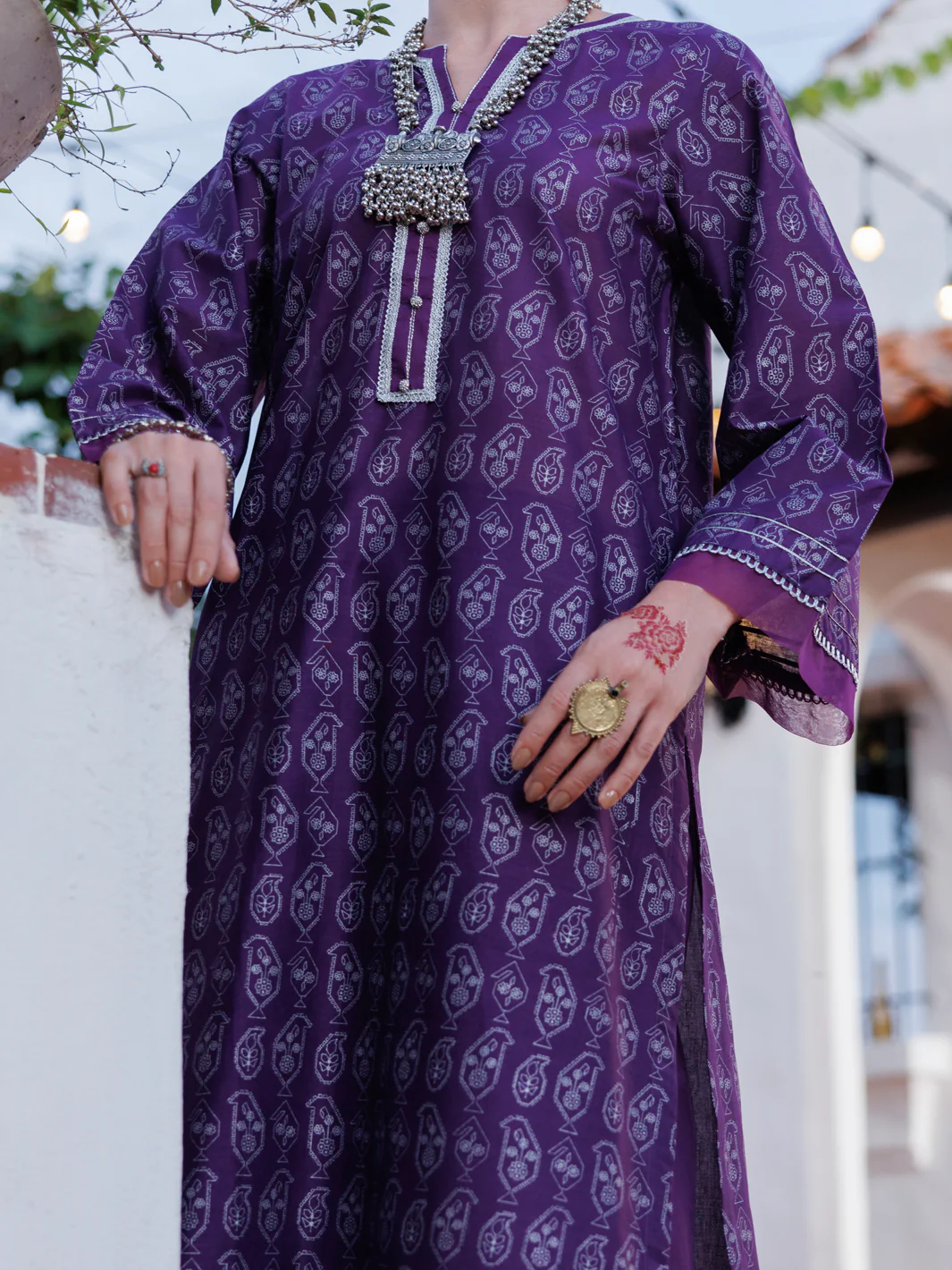 PURPLE LAWN KURTI | AL-LK-1032/FB-1032A - Image 3