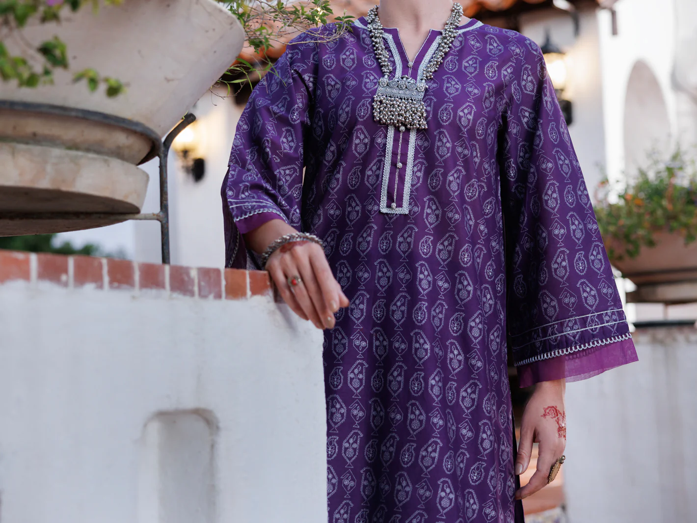 PURPLE LAWN KURTI | AL-LK-1032/FB-1032A - Image 4