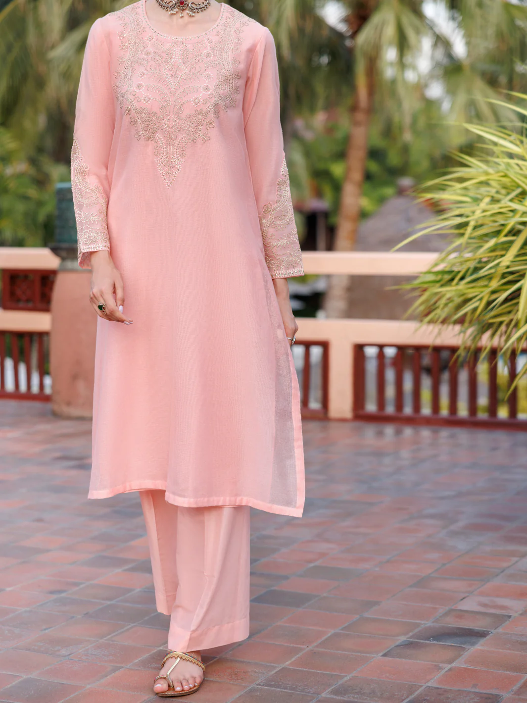 PINK KHADDI NET KURTI | AL-LK-1034/AM-3146A