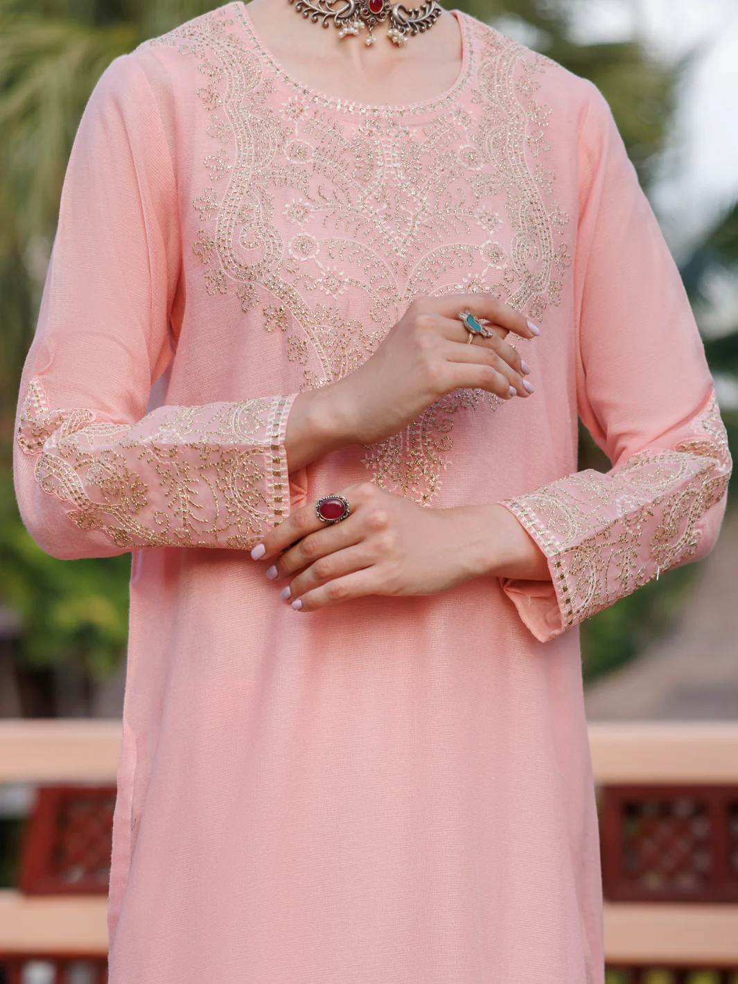 PINK KHADDI NET KURTI | AL-LK-1034/AM-3146A - Image 3