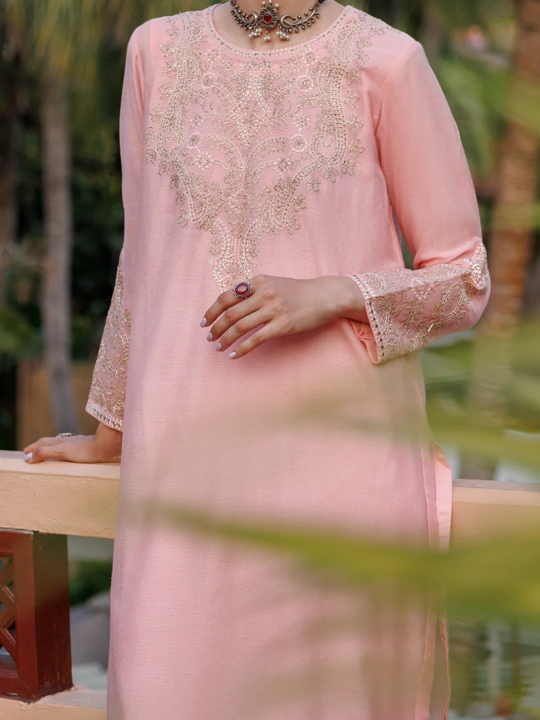 PINK KHADDI NET KURTI | AL-LK-1034/AM-3146A - Image 5