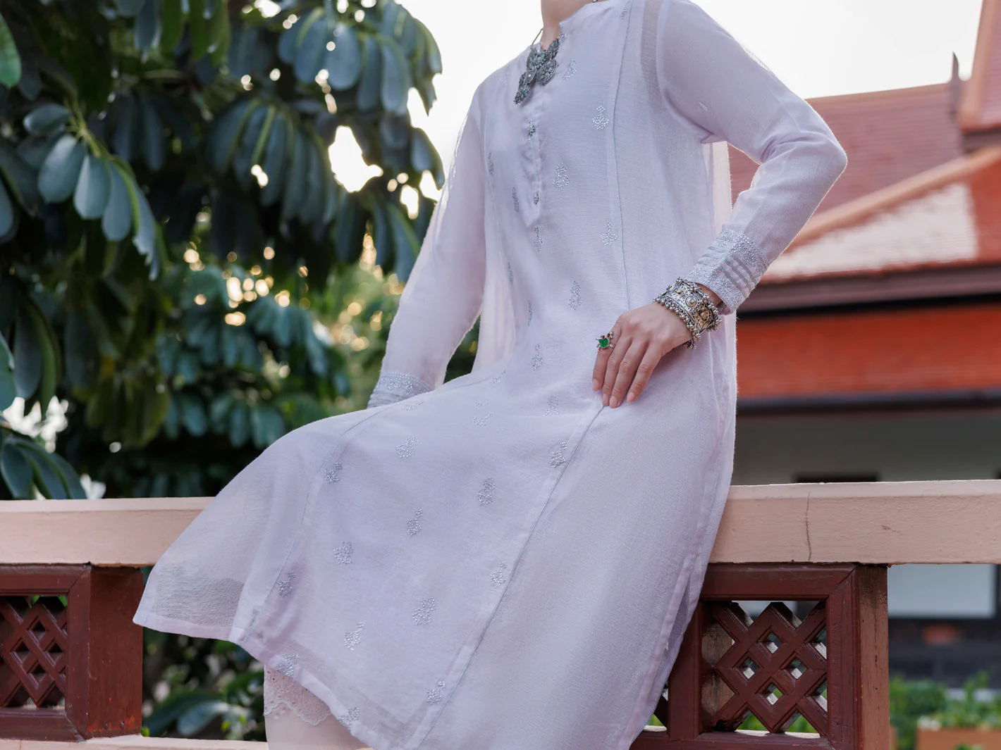 LIGHT PURPLE KHADDI NET KURTI | AL-LK-1036/AM-3146C - Image 4