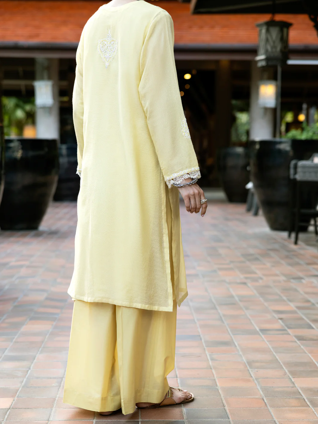 YELLOW KHADDI NET KURTI | AL-LK-1037/AM-3146D - Image 2