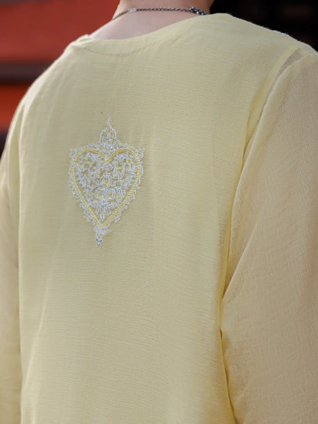 YELLOW KHADDI NET KURTI | AL-LK-1037/AM-3146D - Image 4
