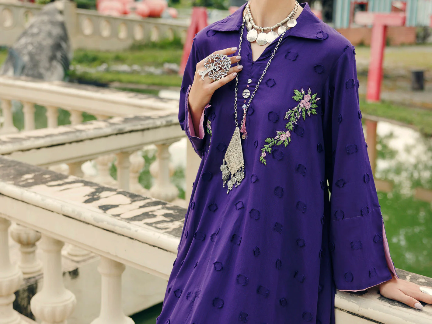 PURPLE COTTON DOBBY KURTI | AL-LK-1046/FB-1046A - Image 4