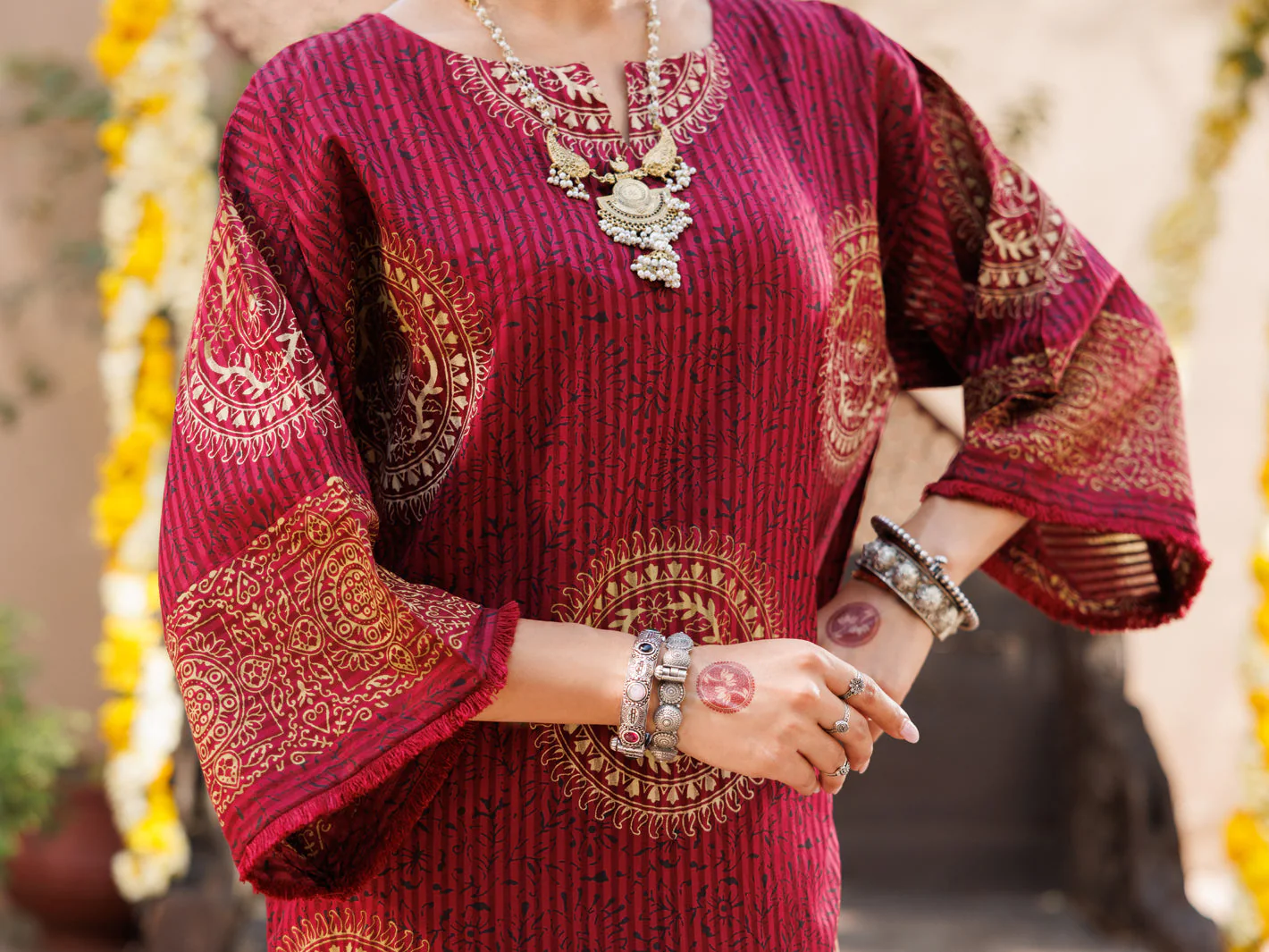 MAROON DOBBY KURTI | AL-LK-1061/FB-1061A - Image 5