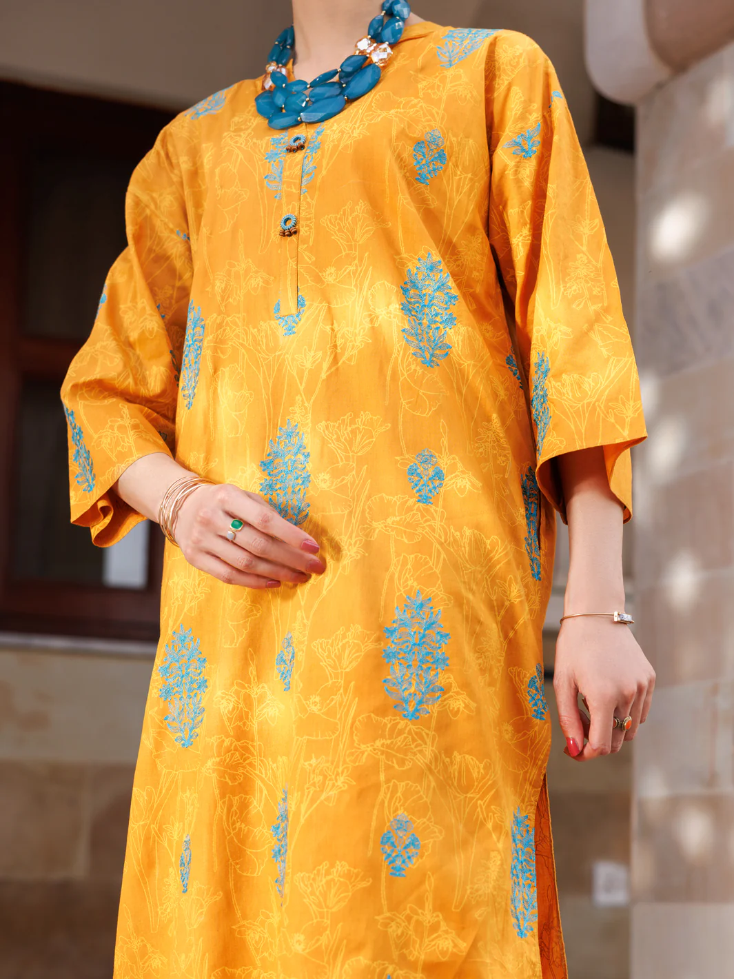 MUSTARD LAWN KURTI | AL-LK-966/FB-966A - Image 2