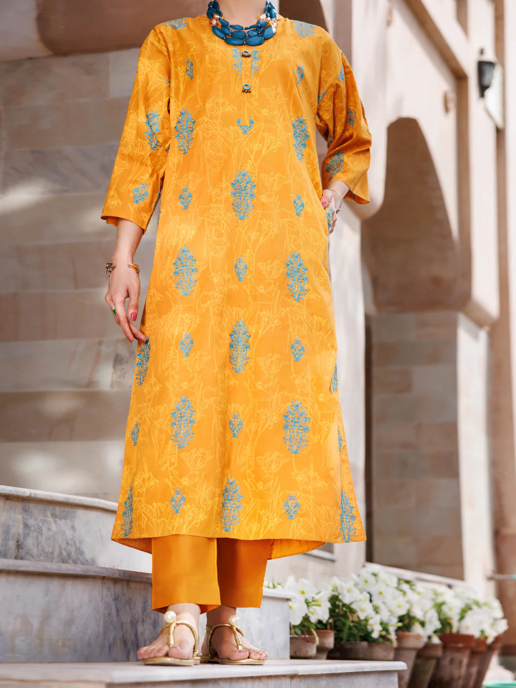 MUSTARD LAWN KURTI | AL-LK-966/FB-966A - Image 3