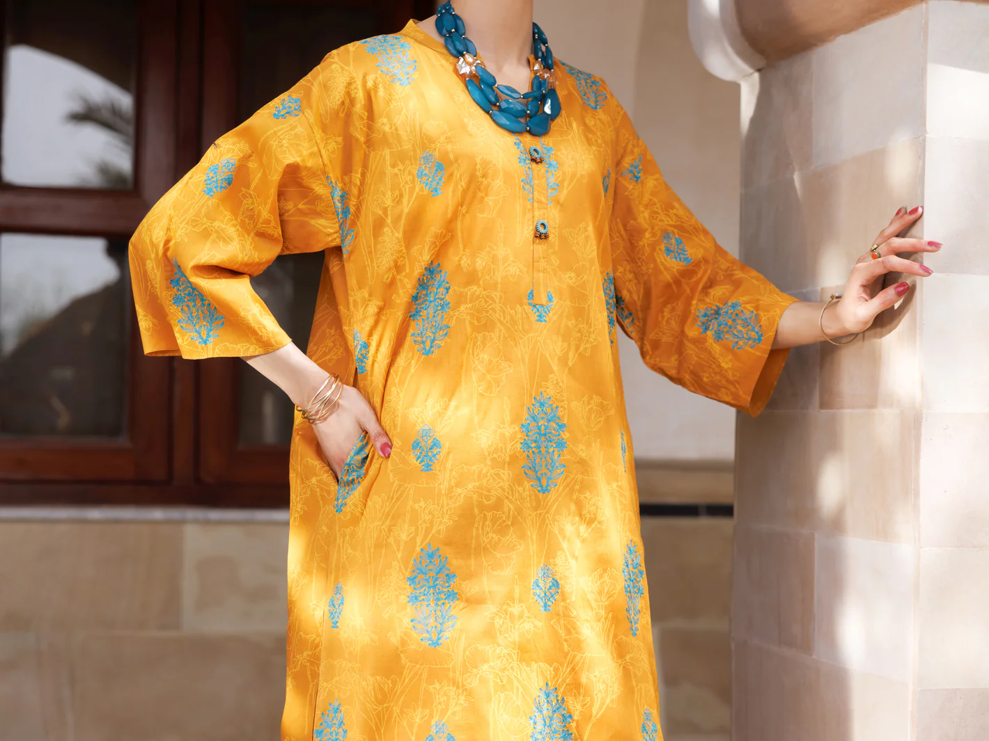 MUSTARD LAWN KURTI | AL-LK-966/FB-966A - Image 4