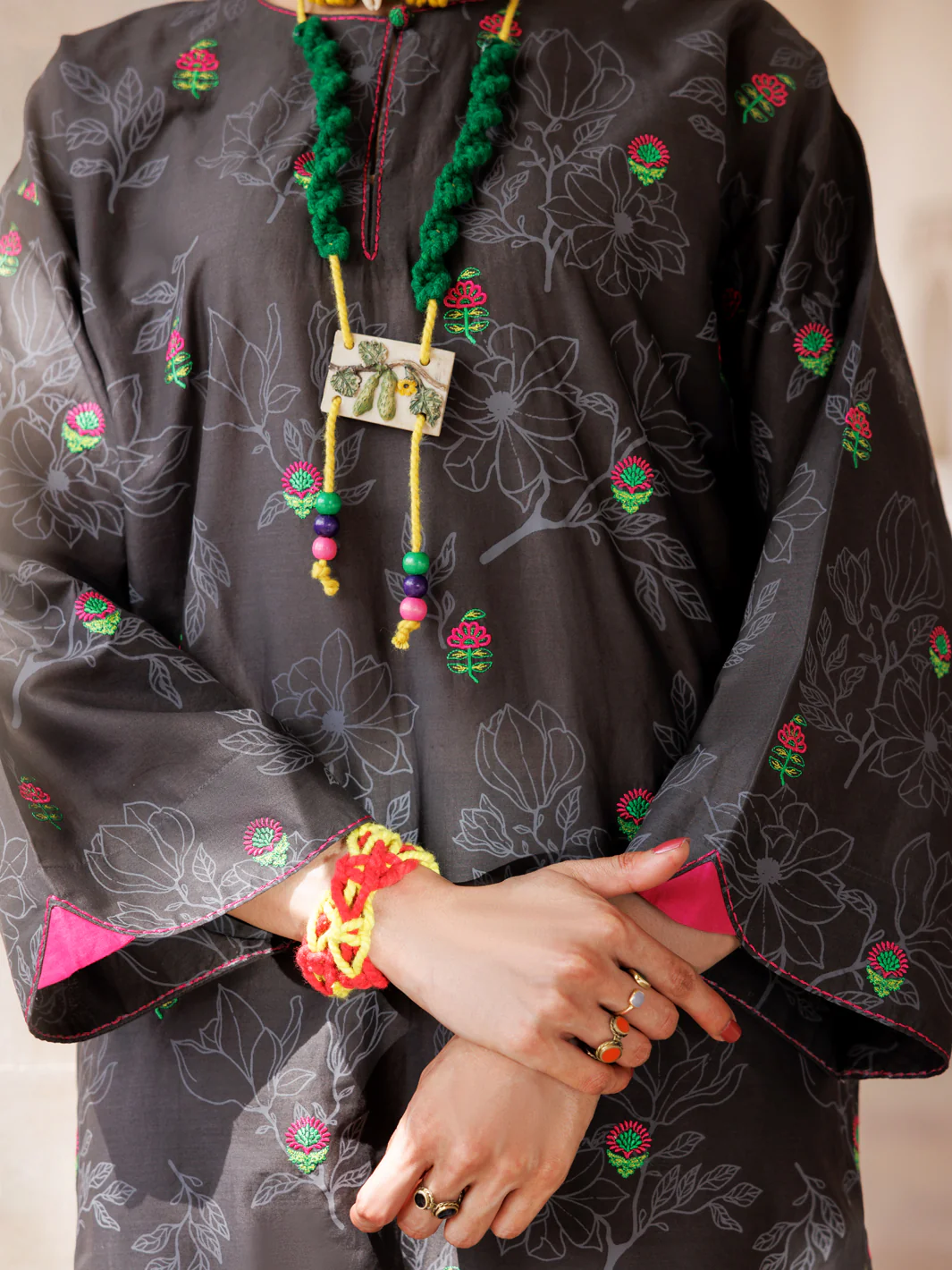CHARCOAL CAMBRIC KURTI | AL-LK-969/FB-969A - Image 2
